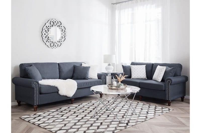 Otra 3-seter Dyp Chesterfield Sofa i Stoff - Grå - Møbler - Sofaer - 3 seter sofa