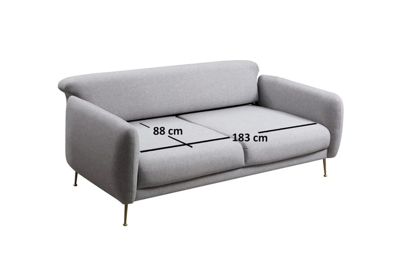 Panchenko Sovesofa Runde Armlener 88x183 cm i Stoff - Grå - Møbler - Sofaer - Sovesofaer - 3 seters sovesofa