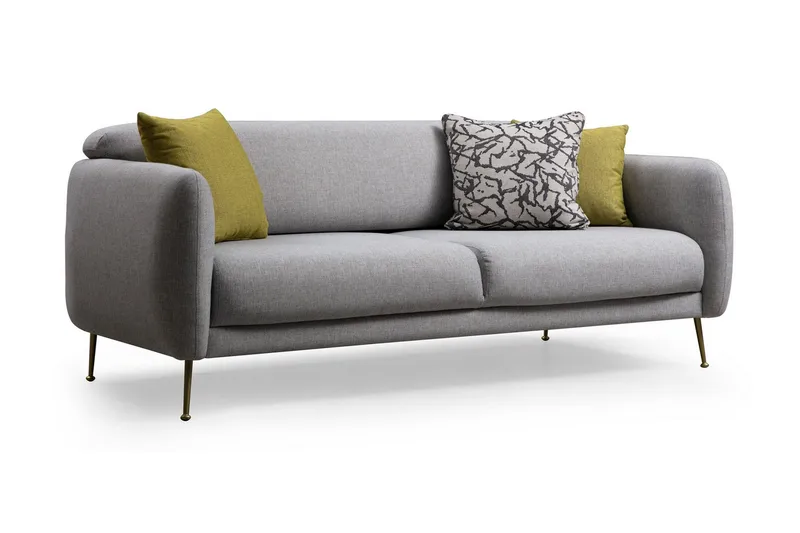 Panchenko Sovesofa Runde Armlener 88x183 cm i Stoff, Grå