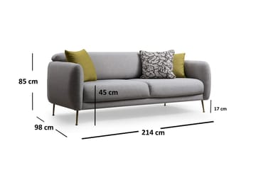 Panchenko Sovesofa Runde Armlener 88x183 cm i Stoff - Grå - Møbler - Sofaer - Sovesofaer - 3 seters sovesofa