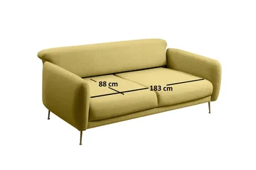 Panchenko Sovesofa Runde Armlener 88x183 cm i Stoff - Gul - Møbler - Sofaer - Sovesofaer - 3 seters sovesofa