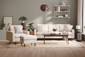 Peppe 3-seters Manchester Sofa 200 cm bred - Beige - Møbler - Sofaer - 3 seter sofa