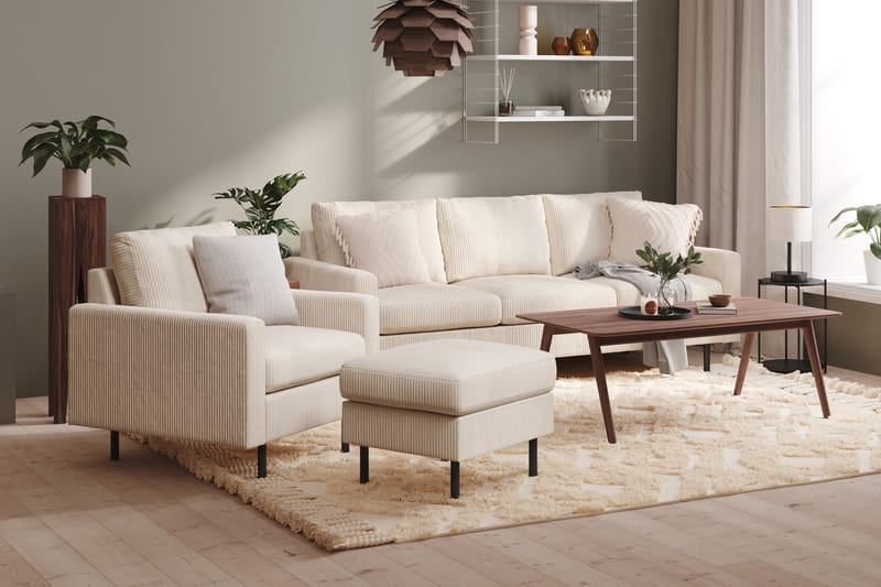 Peppe 3-seters Manchester Sofa 200 cm bred - Beige - Møbler - Sofaer - 3 seter sofa