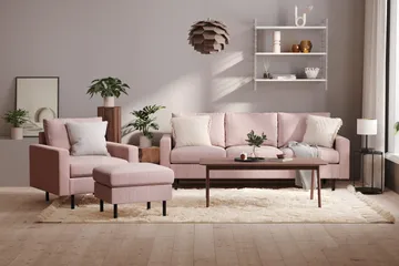 Peppe 3-seters Manchester Sofa - Rosa - Møbler - Sofaer - 3 seter sofa