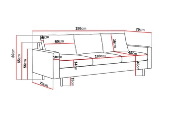 Peppe 3-seters Manchester Sofa - Rosa - Møbler - Sofaer - 3 seter sofa