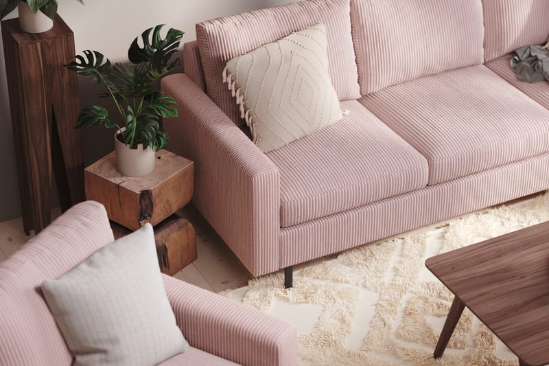 Peppe 3-seters Manchester Sofa - Rosa - Møbler - Sofaer - 3 seter sofa
