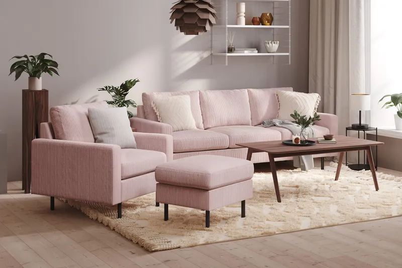 Peppe 3-seters Manchester Sofa - Rosa - Møbler - Sofaer - 3 seter sofa