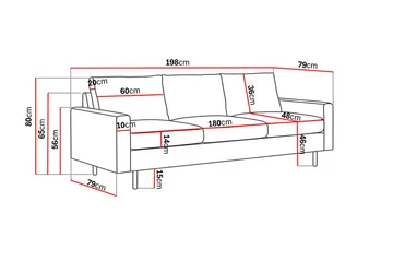 Peppe 3-seters Manchester Sofa - Rosa - Møbler - Sofaer - 3 seter sofa