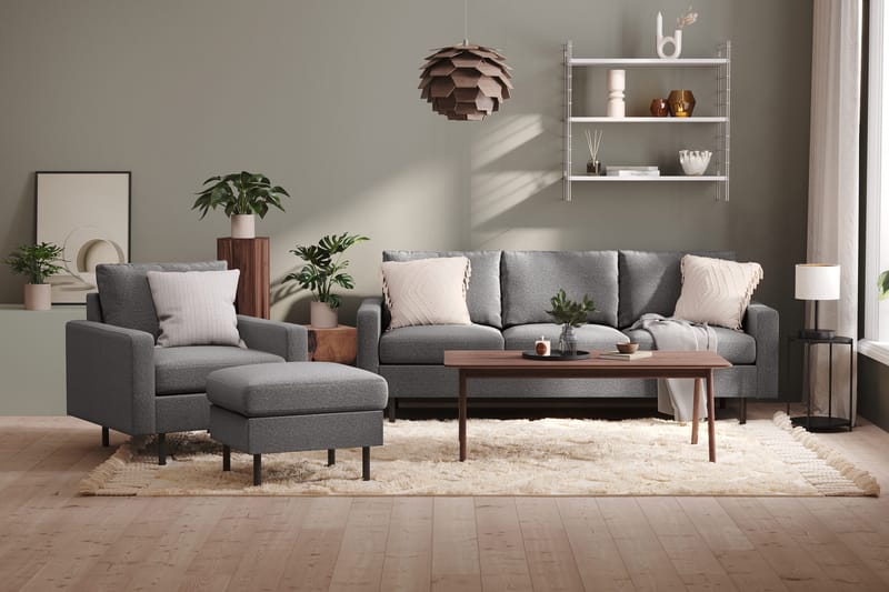 Peppe 3-seters Stoffsofa - Lys grå - Møbler - Sofaer - 3 seter sofa