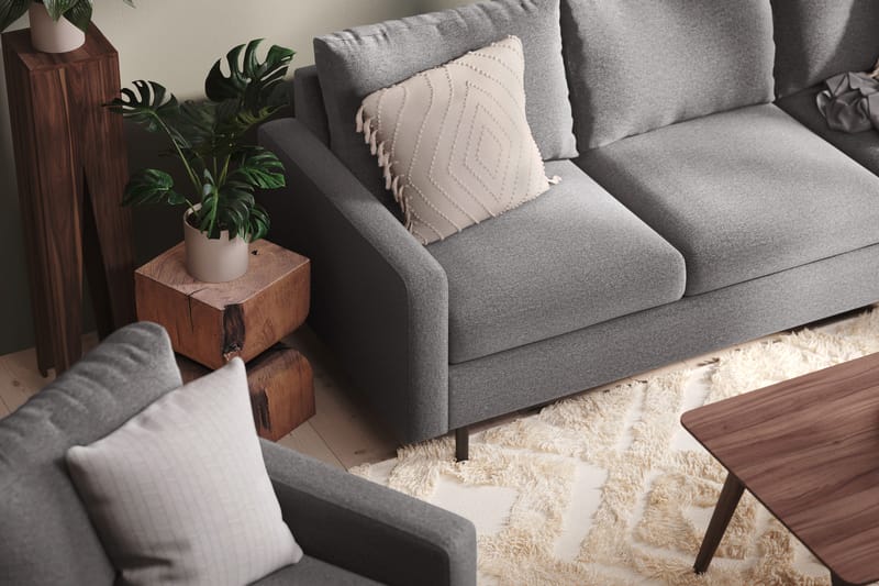 Peppe 3-seters Stoffsofa - Lys grå - Møbler - Sofaer - 3 seter sofa