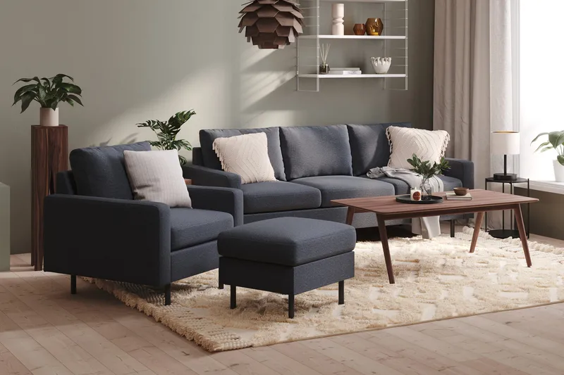 Peppe 3-seters Stoffsofa - Mørk grå - Møbler - Sofaer - 3 seter sofa