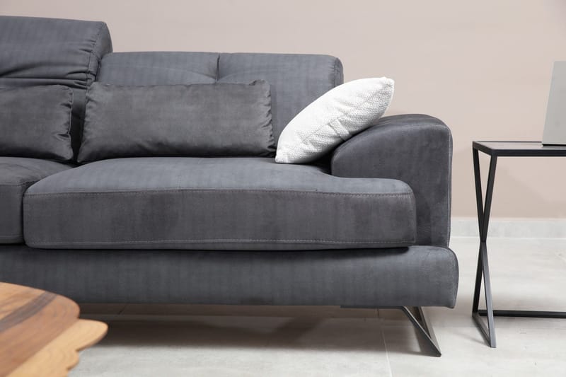 Raedeke Dyp Sofa Justerbar Ryggstøtte 225 cm i Stoff - Svart - Møbler - Sofaer - 3 seter sofa