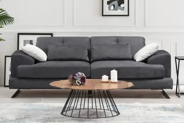 Raedeke Dyp Sofa Justerbar Ryggstøtte 225 cm i Stoff - Svart - Møbler - Sofaer - 3 seter sofa