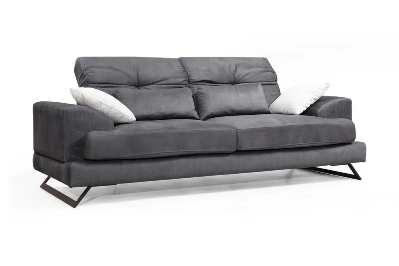 Raedeke Dyp Sofa Justerbar Ryggstøtte 225 cm i Stoff, Svart