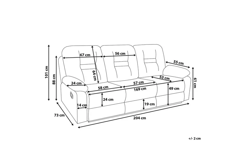 Rovik Sofa 3-seter - Brun - Møbler - Sofaer - Reclinersofaer - 3 seters kinosofa & reclinersofa