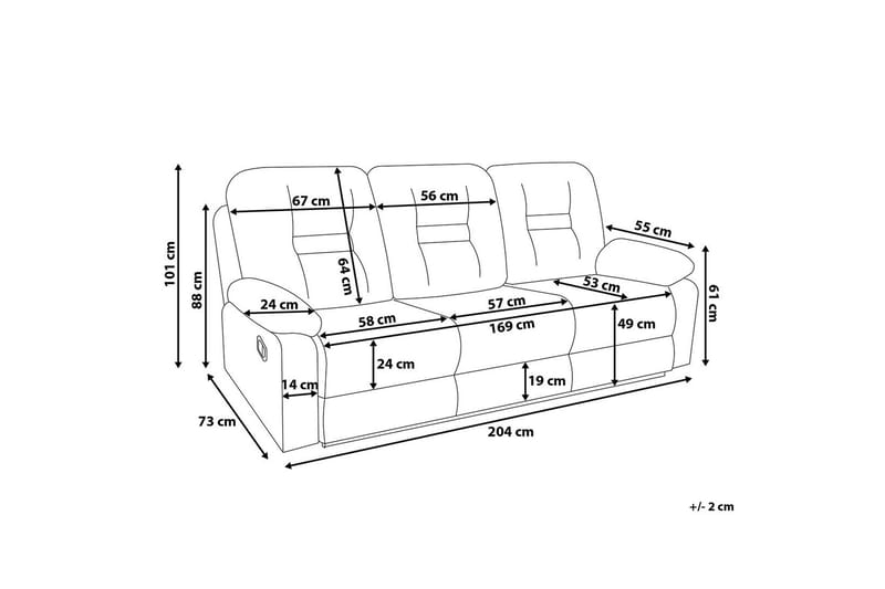 Rovik Sofa 3-seter - Svart - Møbler - Sofaer - Reclinersofaer - 3 seters kinosofa & reclinersofa