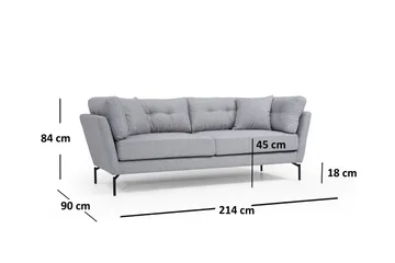 Schirra 3-Seter Sofa - Grå - Møbler - Sofaer - 3 seter sofa