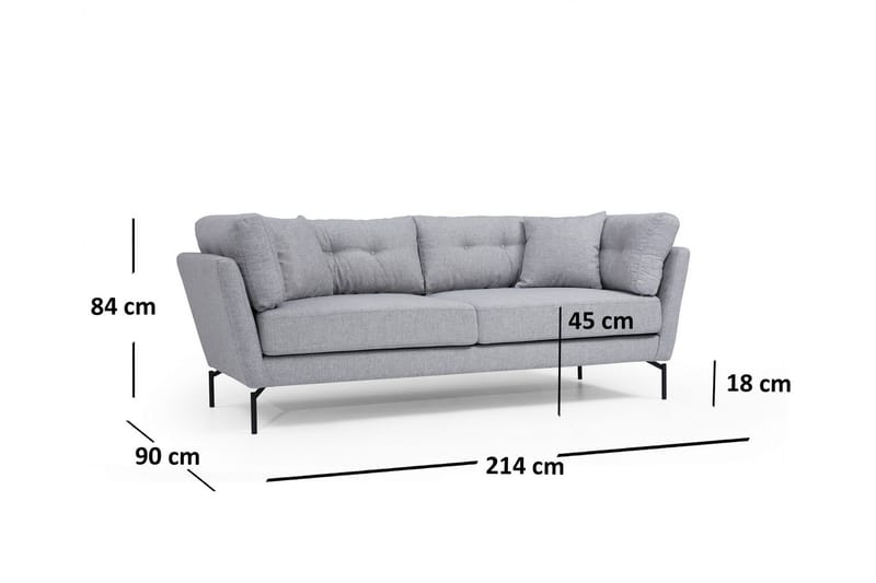 Schirra 3-Seter Sofa - Grå - Møbler - Sofaer - 3 seter sofa