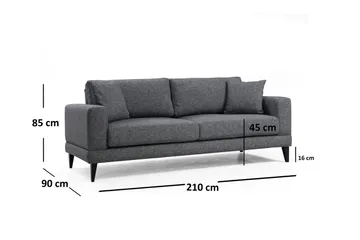 Selder Utrekkbar Dyp Sovesofa i Stoff - Grå - Møbler - Sofaer - Sovesofaer - 3 seters sovesofa