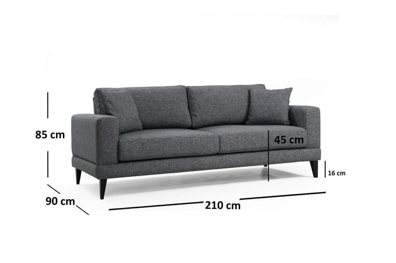 Selder Utrekkbar Dyp Sovesofa i Stoff - Grå - Møbler - Sofaer - Sovesofaer - 3 seters sovesofa