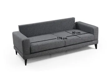 Selder Utrekkbar Dyp Sovesofa i Stoff - Grå - Møbler - Sofaer - Sovesofaer - 3 seters sovesofa