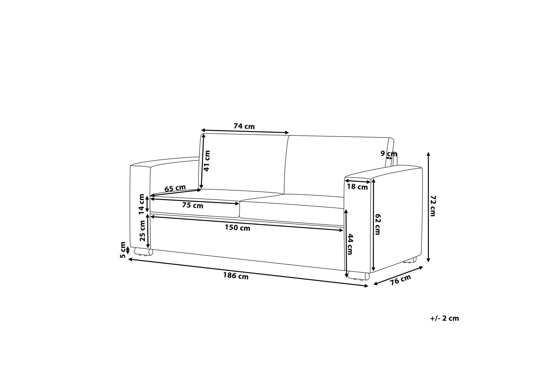 Sofa 3-seter Helsinki - Svart - Møbler - Sofaer - 3 seter sofa