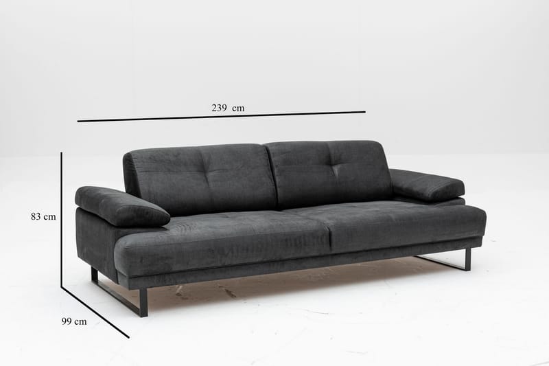 Sofa 3-seters Caboolture - Antrasitt - 3 seter sofa
