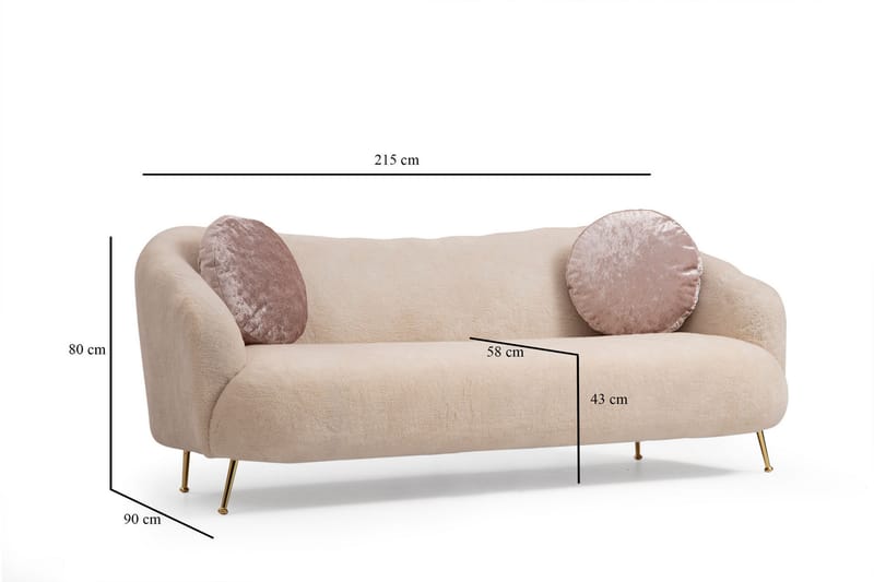 Sofa 3-seters Moe - Beige - 3 seter sofa