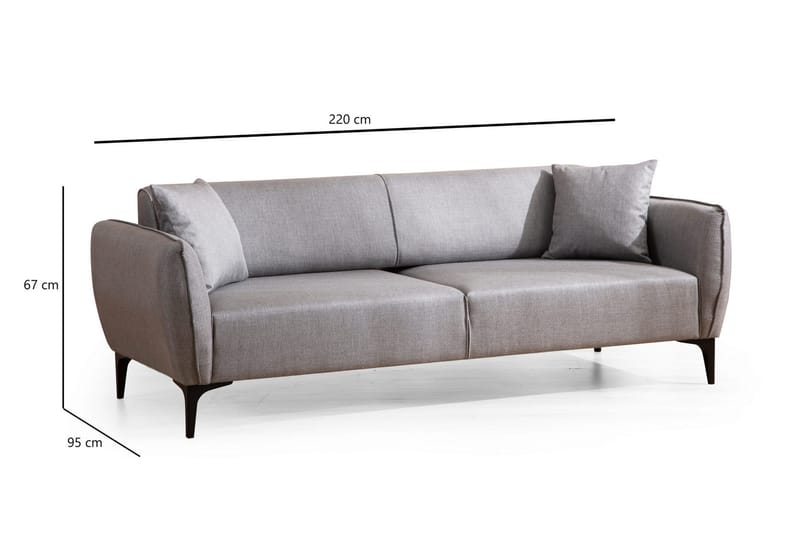 Sofa 3-seters Wangaratta - Grå - 3 seter sofa