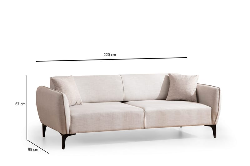 Sofa 3-seters Wangaratta - Hvit - 3 seter sofa