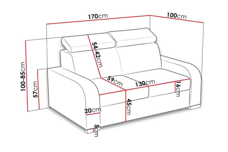 Sofa Dung 2 - Brun - 3 seter sofa