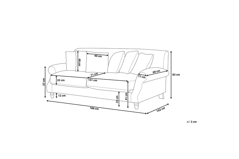 Sofa Eike 2-4 seter - Blå - 3 seter sofa