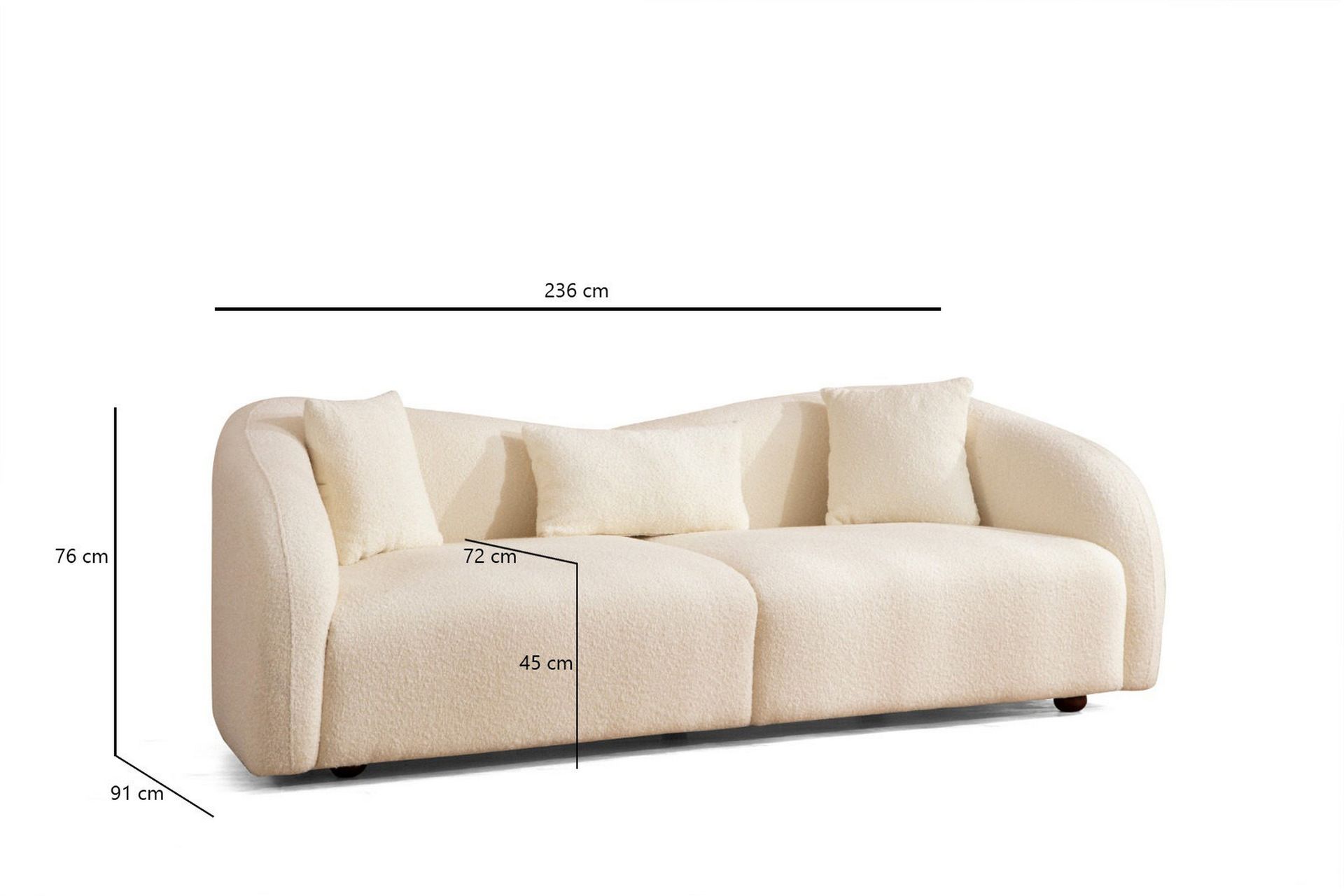 Sofa Itason 3-seters - Beige|Bouclé - Møbler - Sofaer - 3 seter sofa