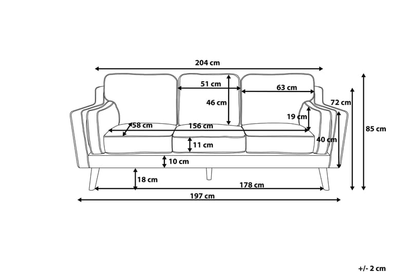 Sofa Lokka 3-seter - Brun - 3 seter sofa