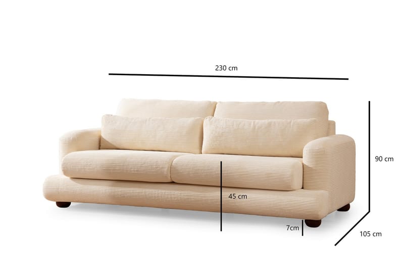 Sofa Maddington 3-seter - Beige - 3 seter sofa