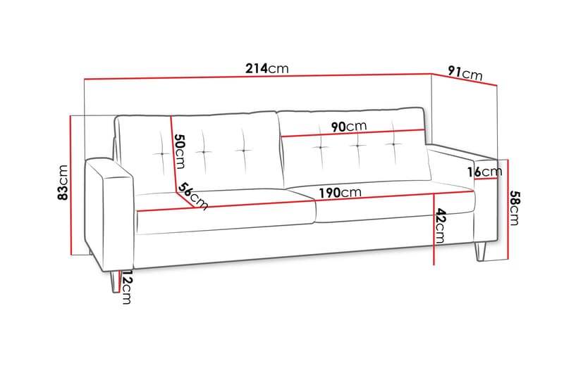 Sofa Mist 154x91x83 cm - Møbler - Sofaer - 3 seter sofa