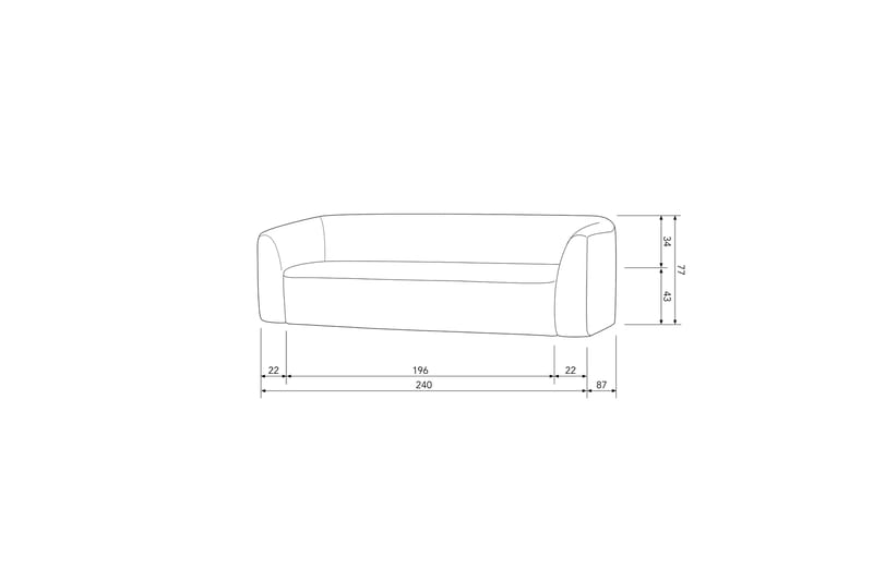 Sofa Mooli 3-seter - Grå - Møbler - Sofaer - 3 seter sofa