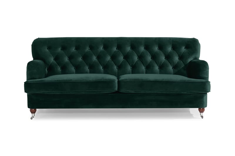 Sofa New Castle Fløyel - Mørkgrønn - Fløyelssofaer - Howard-sofaer - 3 seter sofa