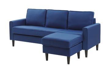 Sofa Ralphell med Fotskammel - Blå - Møbler - Sofaer - 3 seter sofa