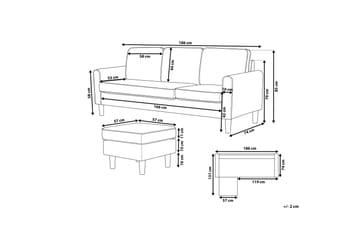 Sofa Ralphell med Fotskammel - Blå - Møbler - Sofaer - 3 seter sofa