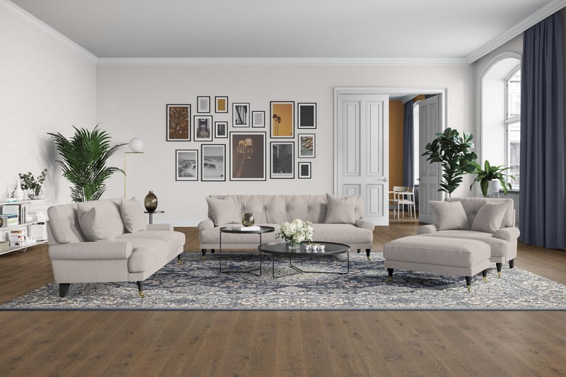 Sofa Webber 3-seter - Beige|Krom - Howard-sofaer - 3 seter sofa