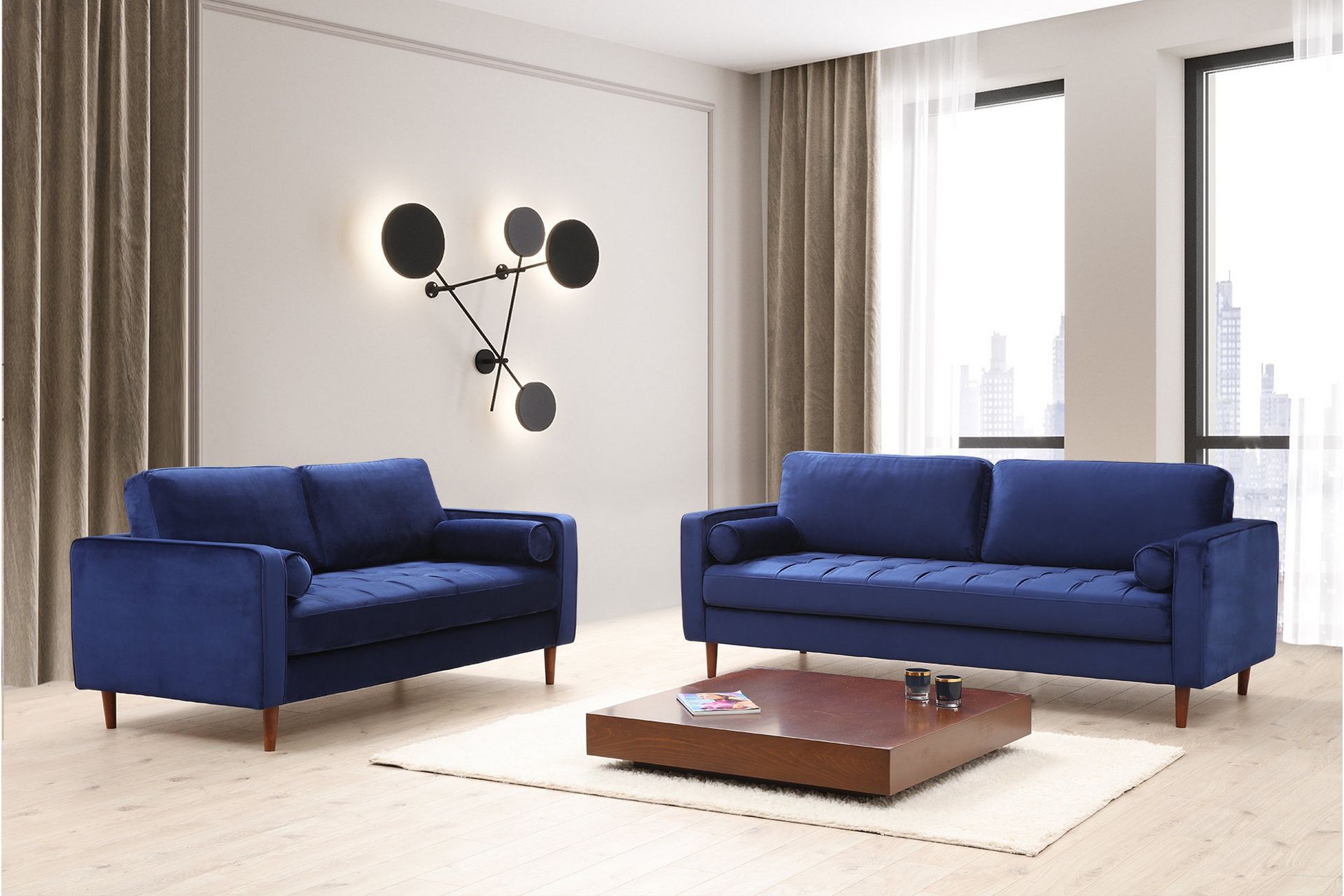 Sofa Puento 3-seters - Marineblå - Møbler - Sofaer - 3 seter sofa