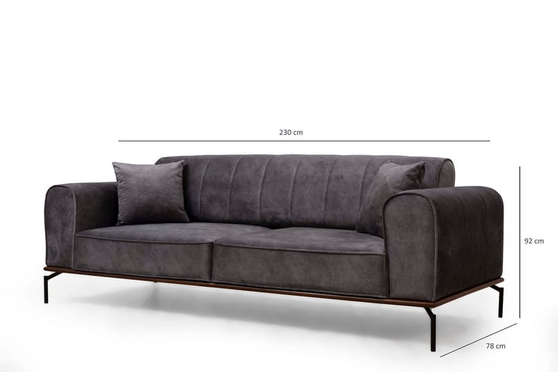 Sofa Petone 3-seters - Antrasitt - 3 seter sofa