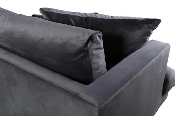 Sofia 3-seter Lav Sofa med Løse Puter i Fløyel - Grå - Møbler - Sofaer - 3 seter sofa