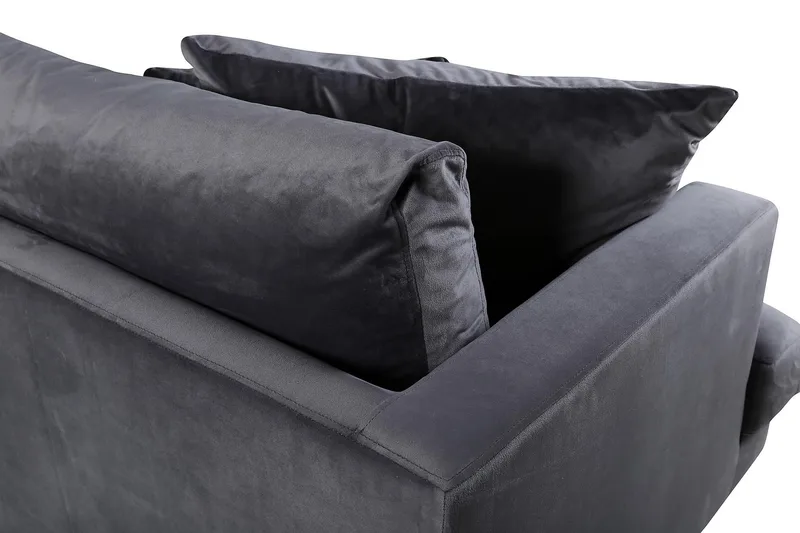 Sofia 3-seter Lav Sofa med Løse Puter i Fløyel - Grå - Møbler - Sofaer - 3 seter sofa