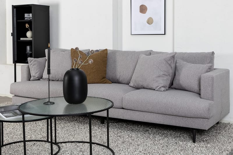 Sofia 3-seter Lav Sofa med Løse Puter i Stoff - Grå - Møbler - Sofaer - 3 seter sofa