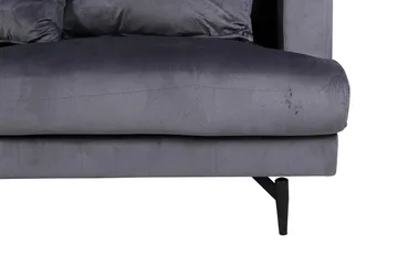 Sofia 3-seter Lav Sofa med Løse Puter i Fløyel - Grå - Møbler - Sofaer - 3 seter sofa