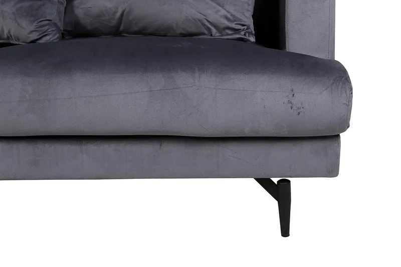 Sofia 3-seter Lav Sofa med Løse Puter i Fløyel - Grå - Møbler - Sofaer - 3 seter sofa