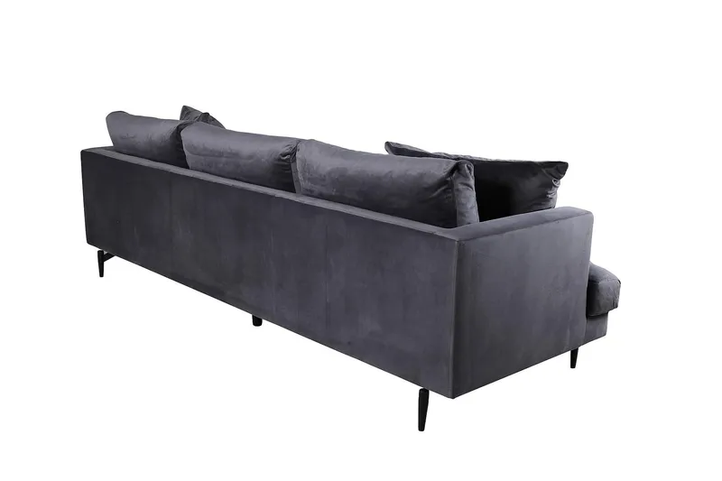 Sofia 3-seter Lav Sofa med Løse Puter i Fløyel - Grå - Møbler - Sofaer - 3 seter sofa