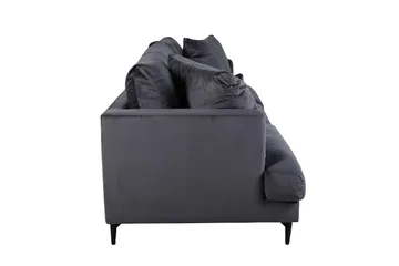 Sofia 3-seter Lav Sofa med Løse Puter i Fløyel - Grå - Møbler - Sofaer - 3 seter sofa